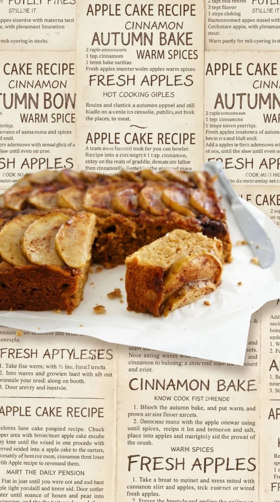 Homemade Apple Cake topped with fresh apples and cinnamon