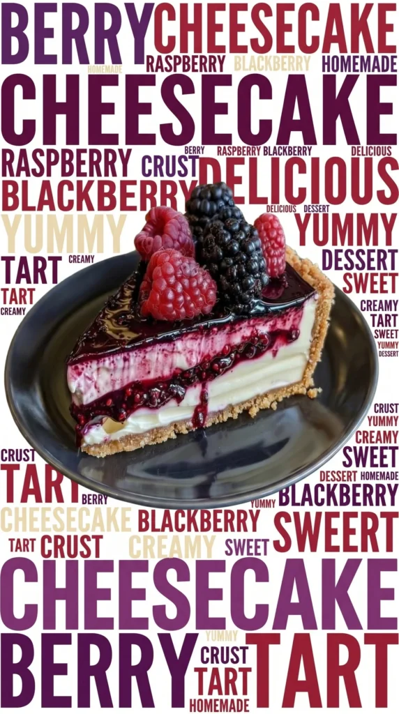 Delicious berry cheesecake topped with fresh berries and creamy filling