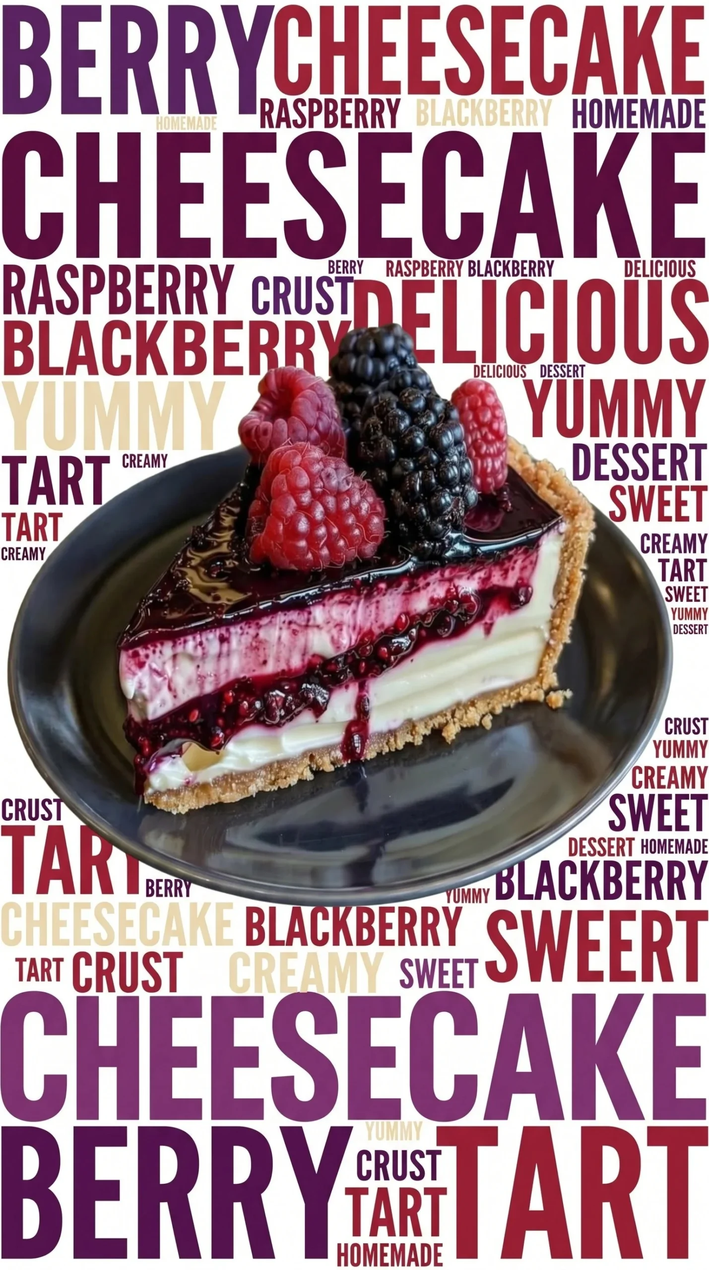 Delicious berry cheesecake topped with fresh berries and creamy filling