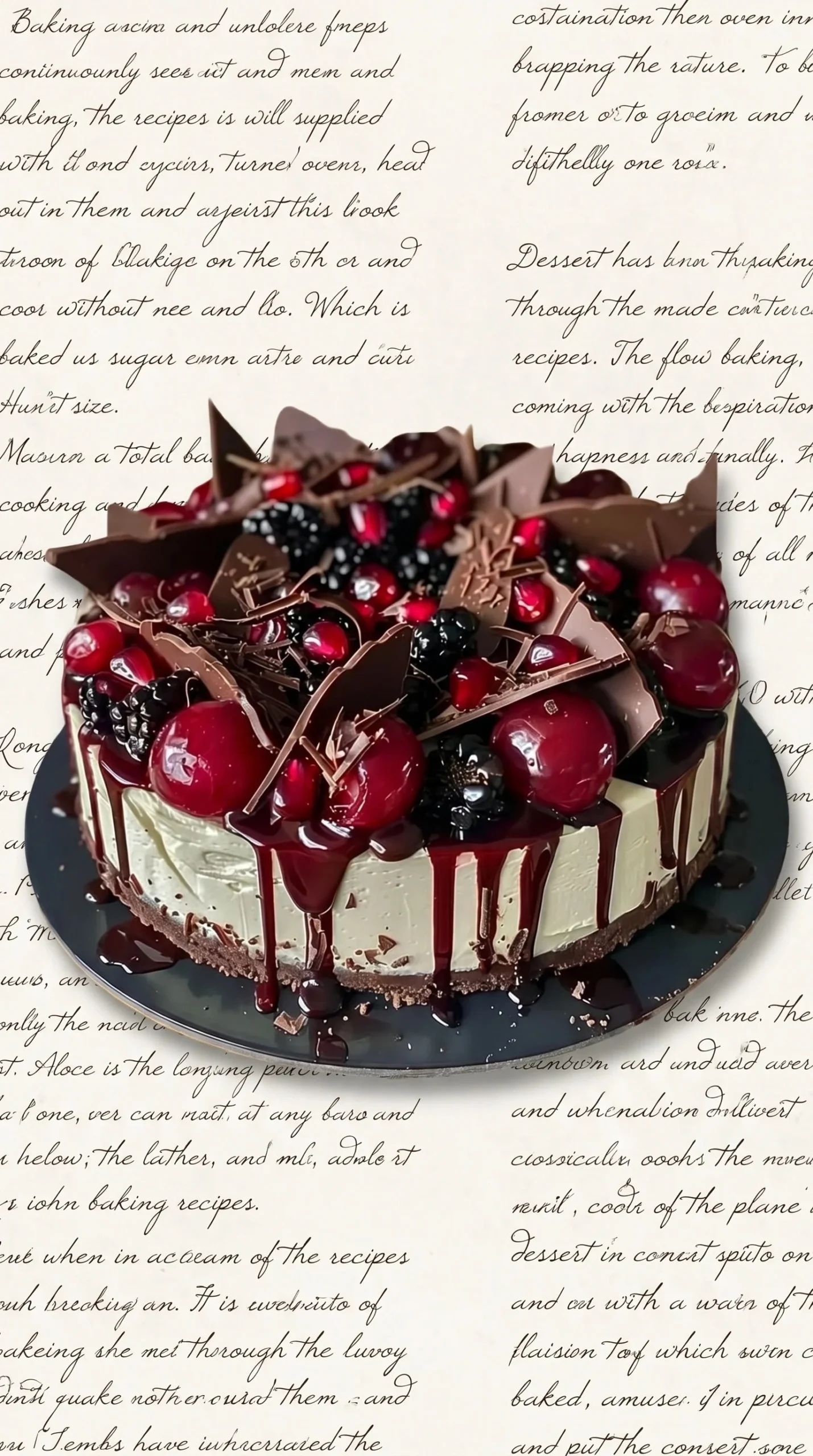 Delicious Black Forest Cheesecake Pie slice topped with cherries and chocolate shavings