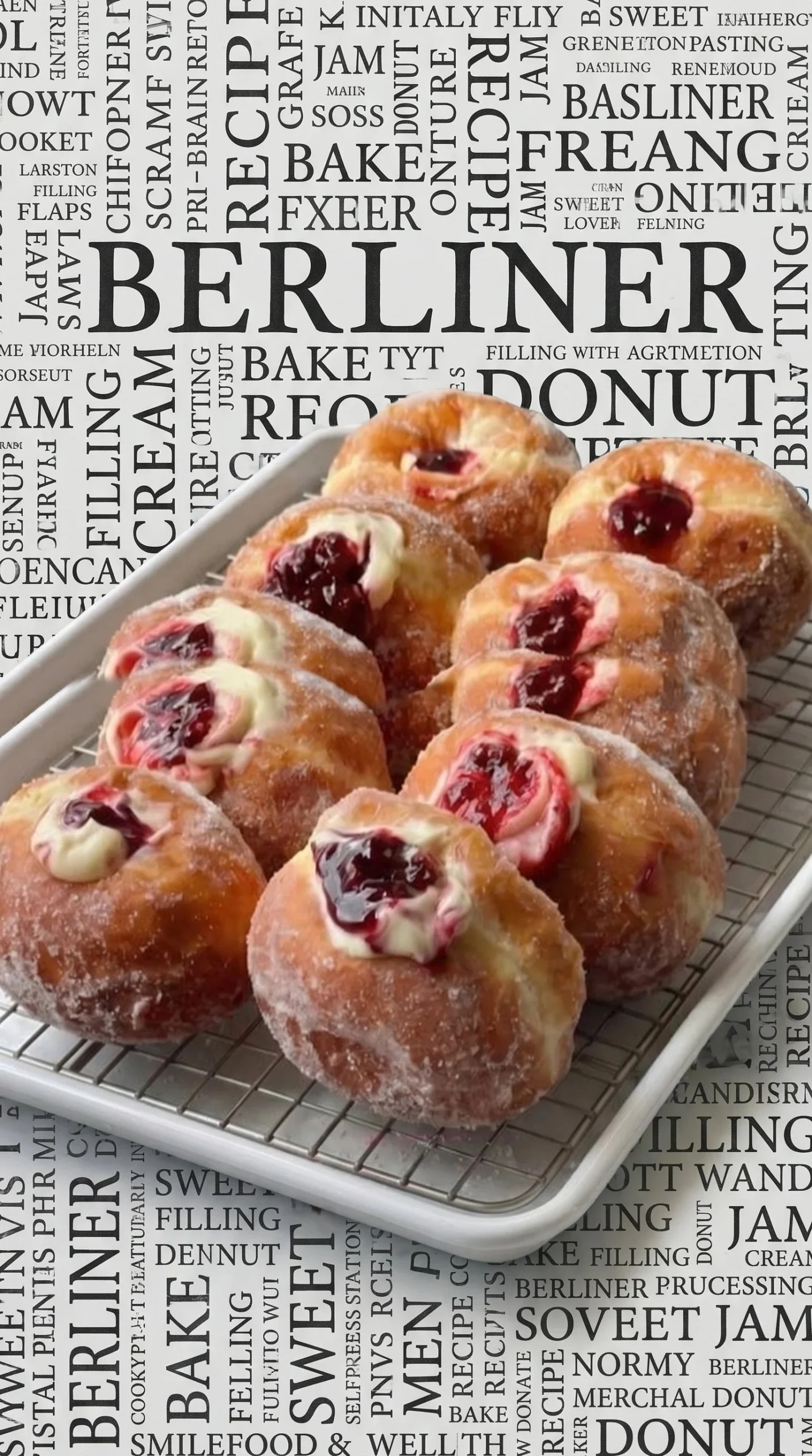 Blueberry cheesecake doughnuts decorated with blueberry glaze and cream cheese frosting