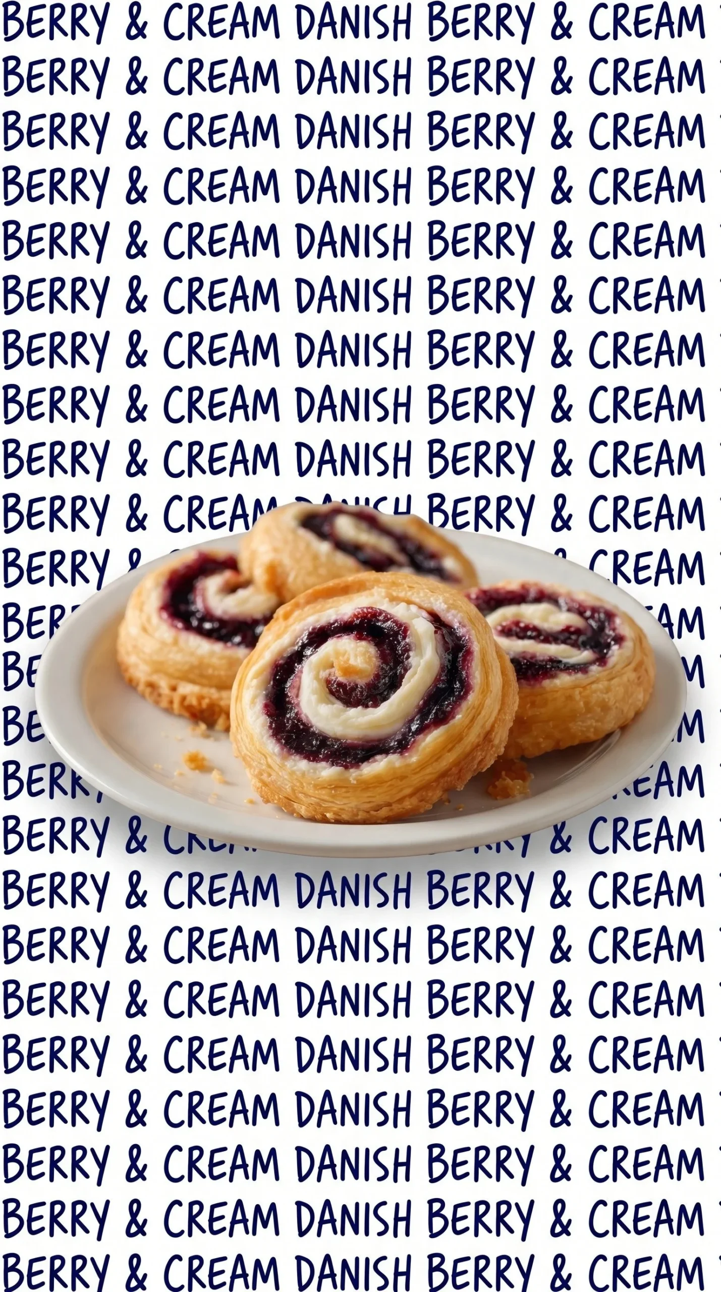 Blueberry cream cheese swirls on a plate, topped with fresh blueberries.