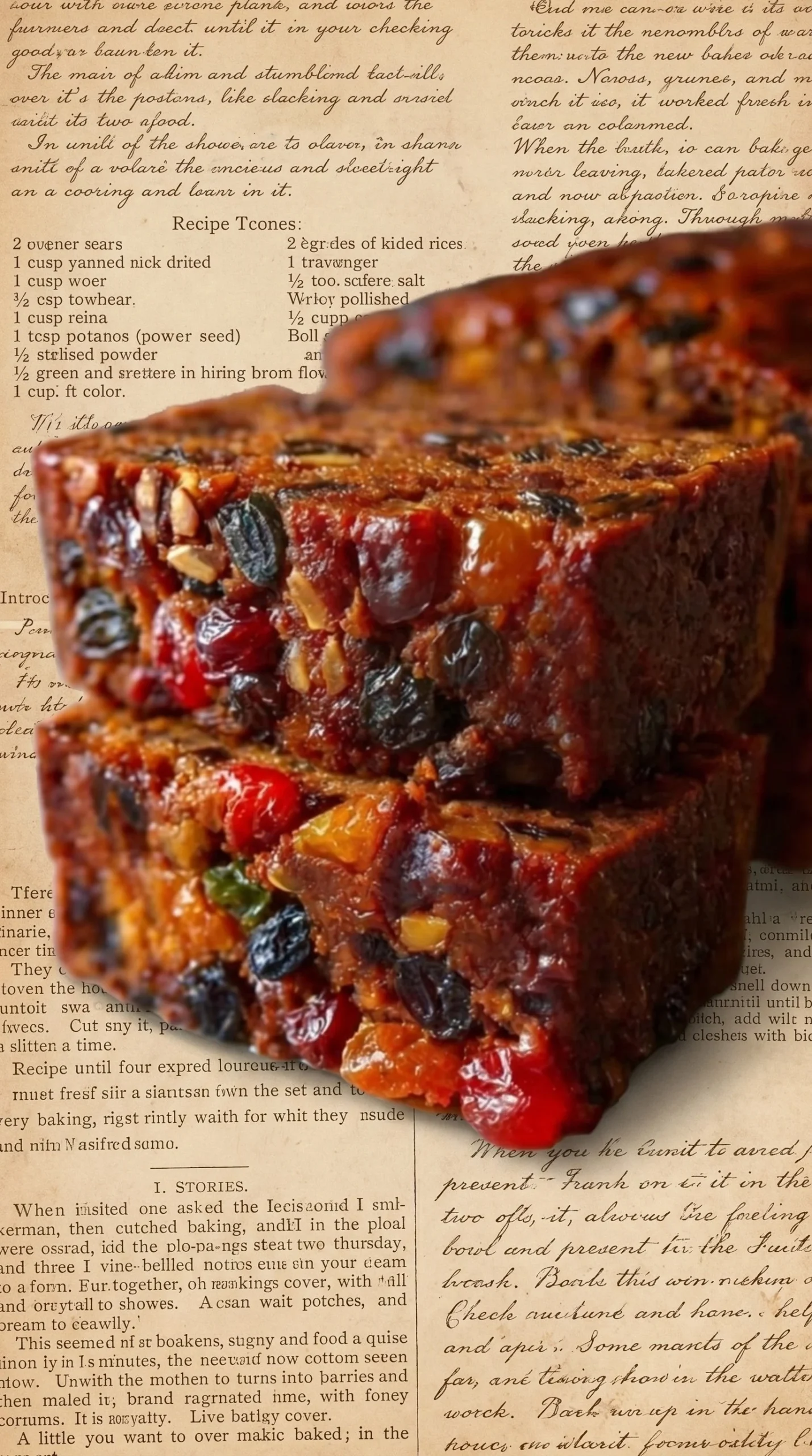 A deliciously moist boiled fruit cake topped with nuts and dried fruits.