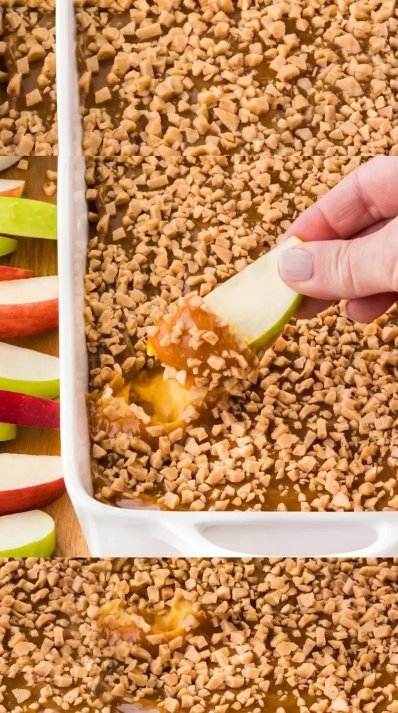 Delicious Caramel Apple Dip served with fresh apple slices