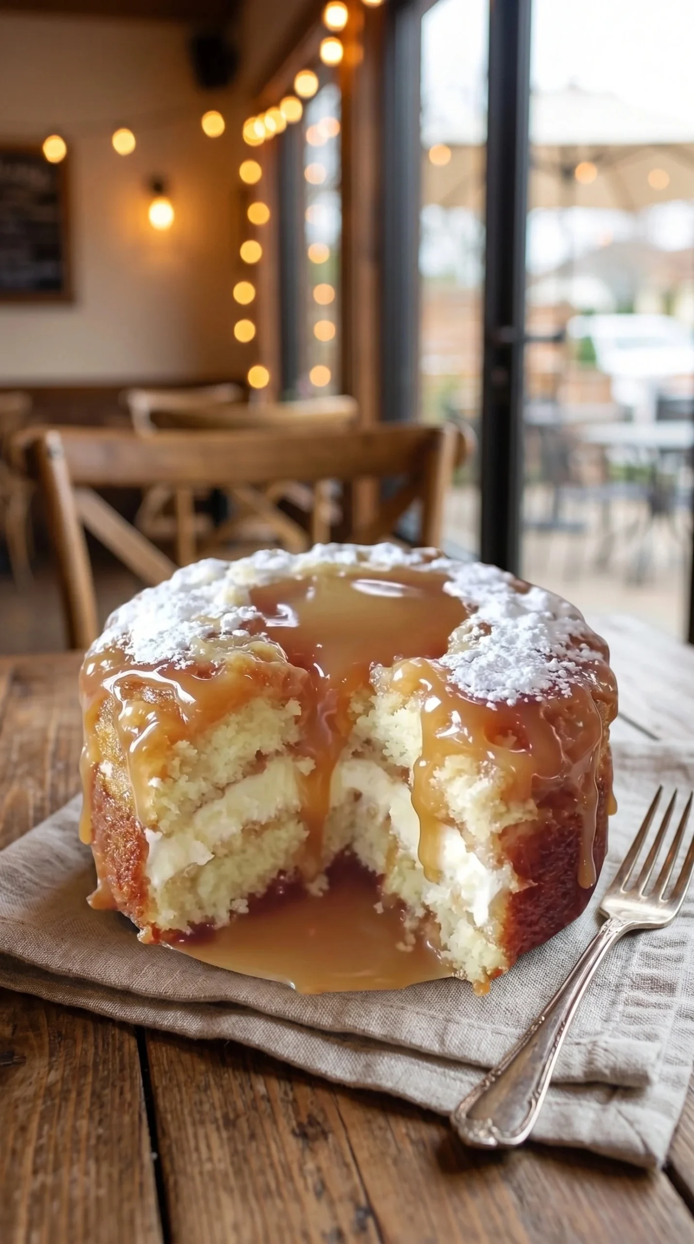Delicious Husband Cake with creamy filling and caramel topping on a plate