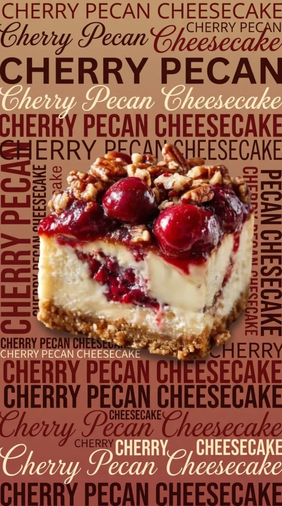 Delicious Cherry Pecan Cheesecake Lush topped with cherries and pecans