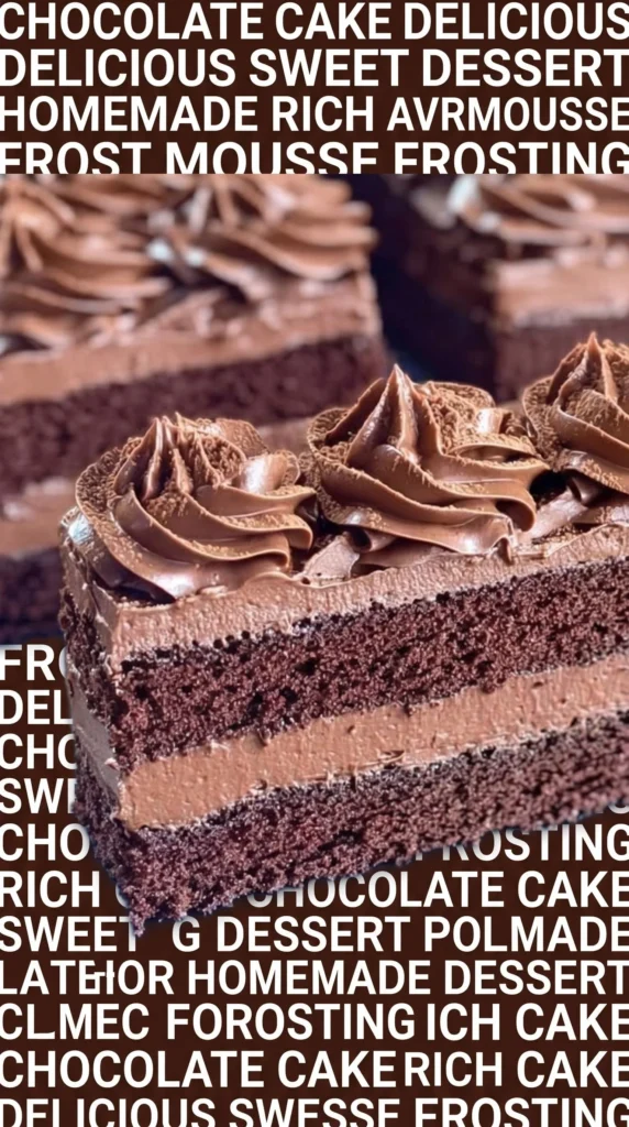 Delicious chocolate layer cake with frosting and decorative toppings