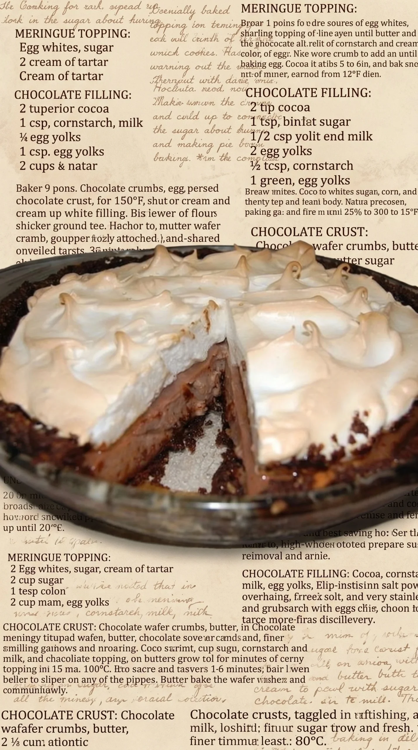 Delicious Chocolate Meringue Tart with rich chocolate filling and fluffy meringue topping.