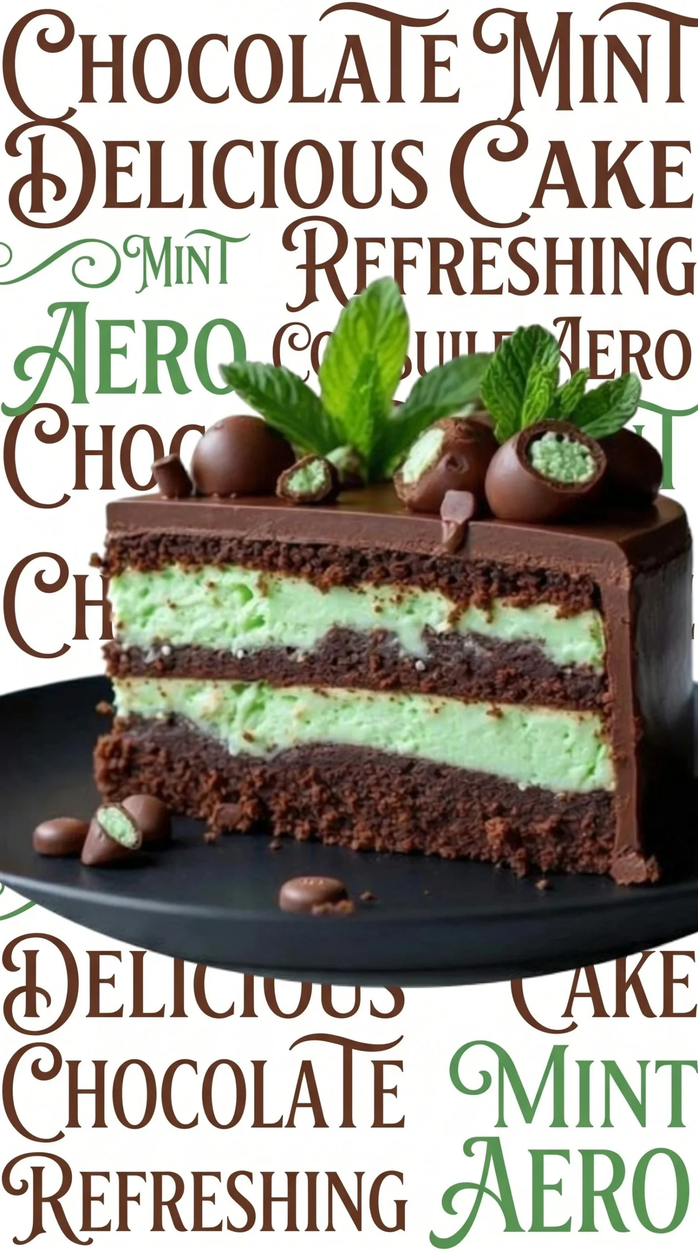 Delicious Chocolate Mint Cheesecake topped with mint leaves and chocolate drizzle