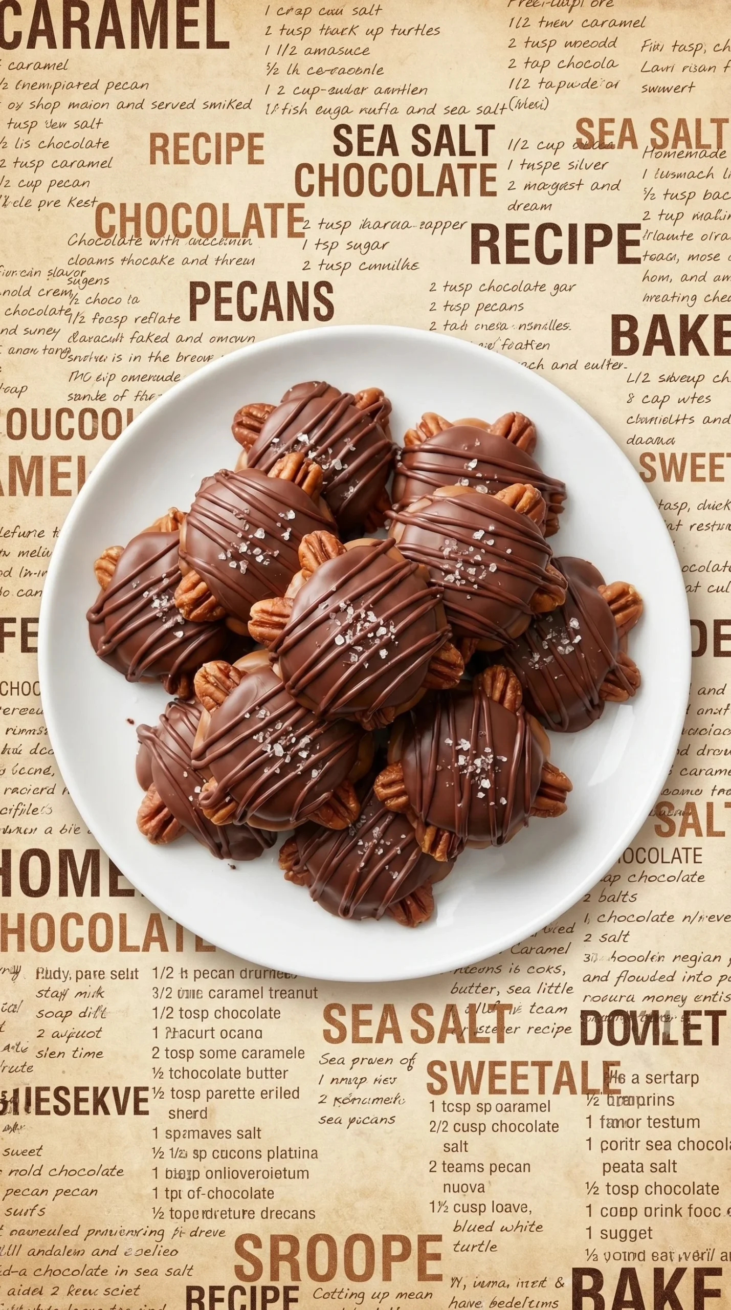 Delicious Chocolate Pecan Turtle Clusters with chocolate, pecans, and caramel