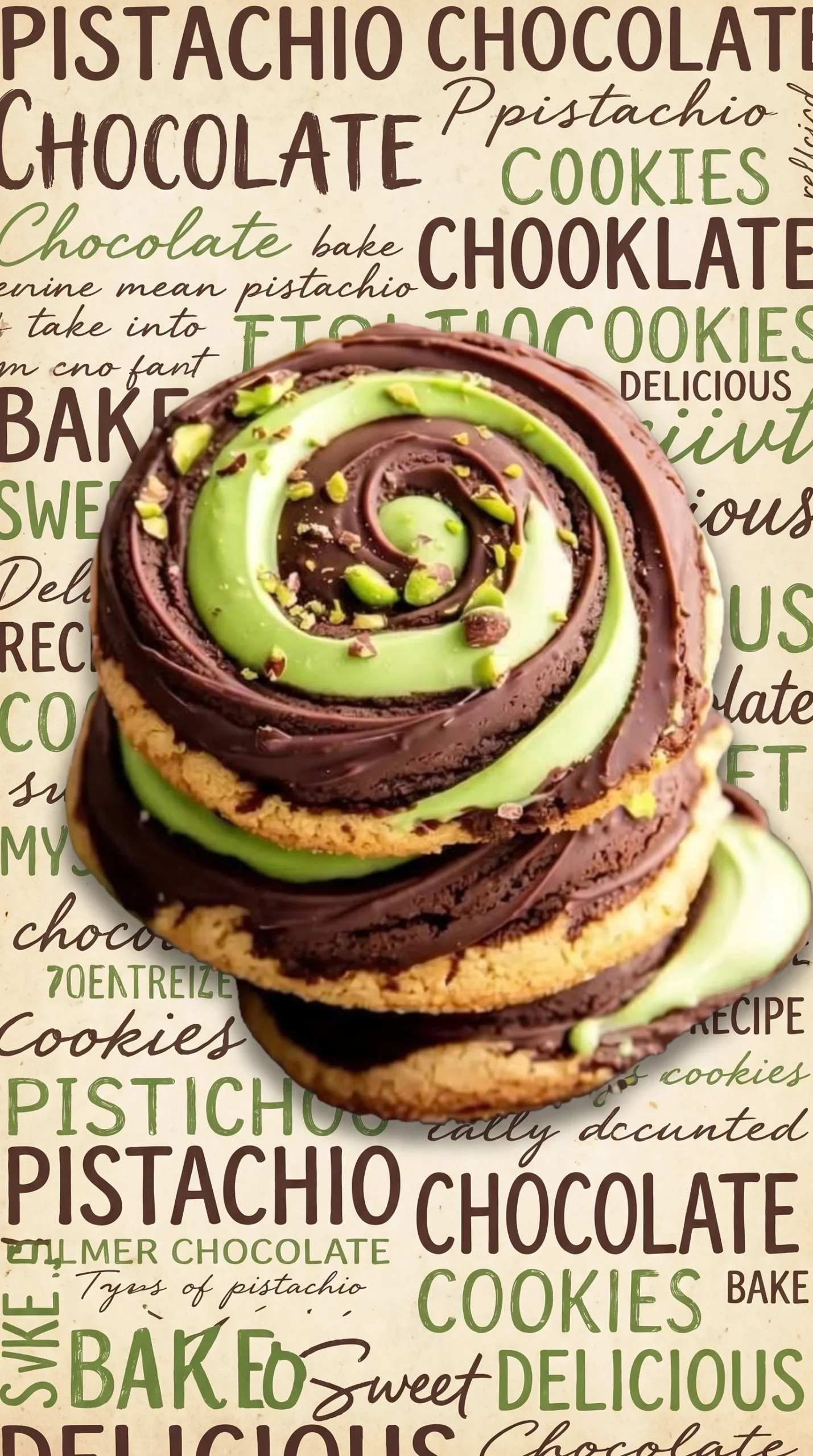 Delicious Chocolate Pistachio Cookies with colorful swirls and crunchy texture