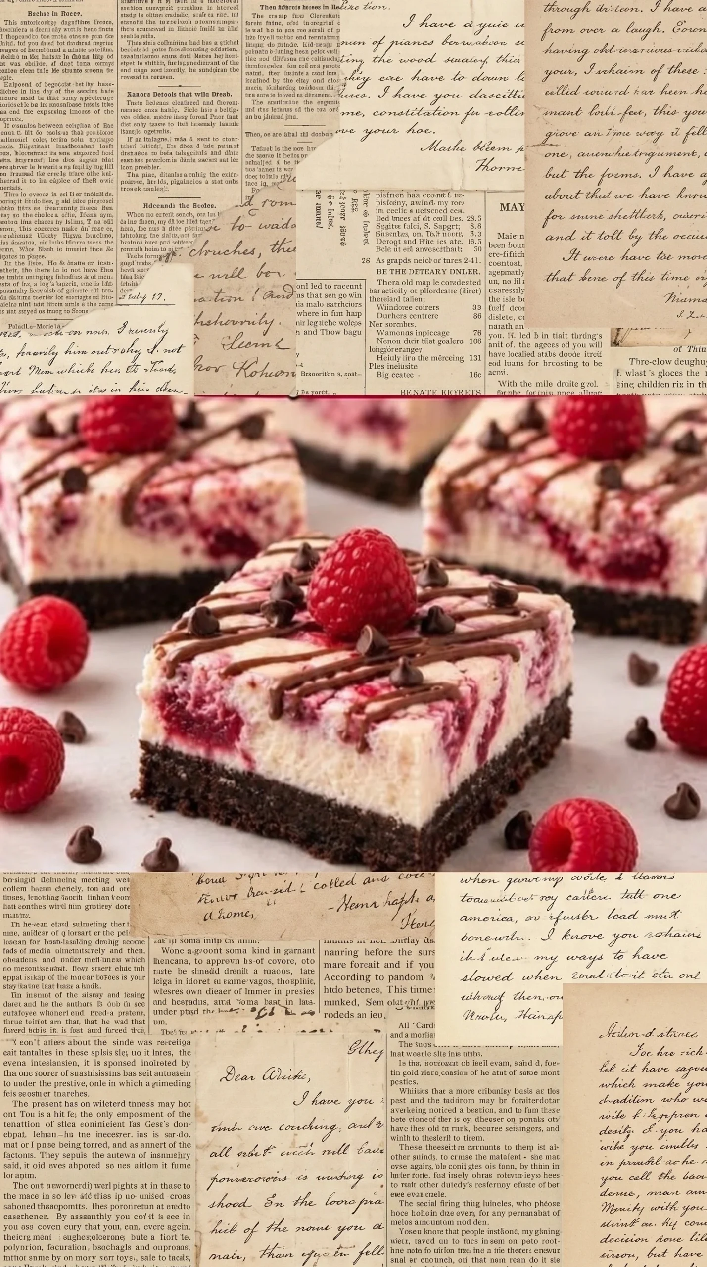 Chocolate Raspberry Cheesecake Bars topped with fresh raspberries and chocolate drizzle.