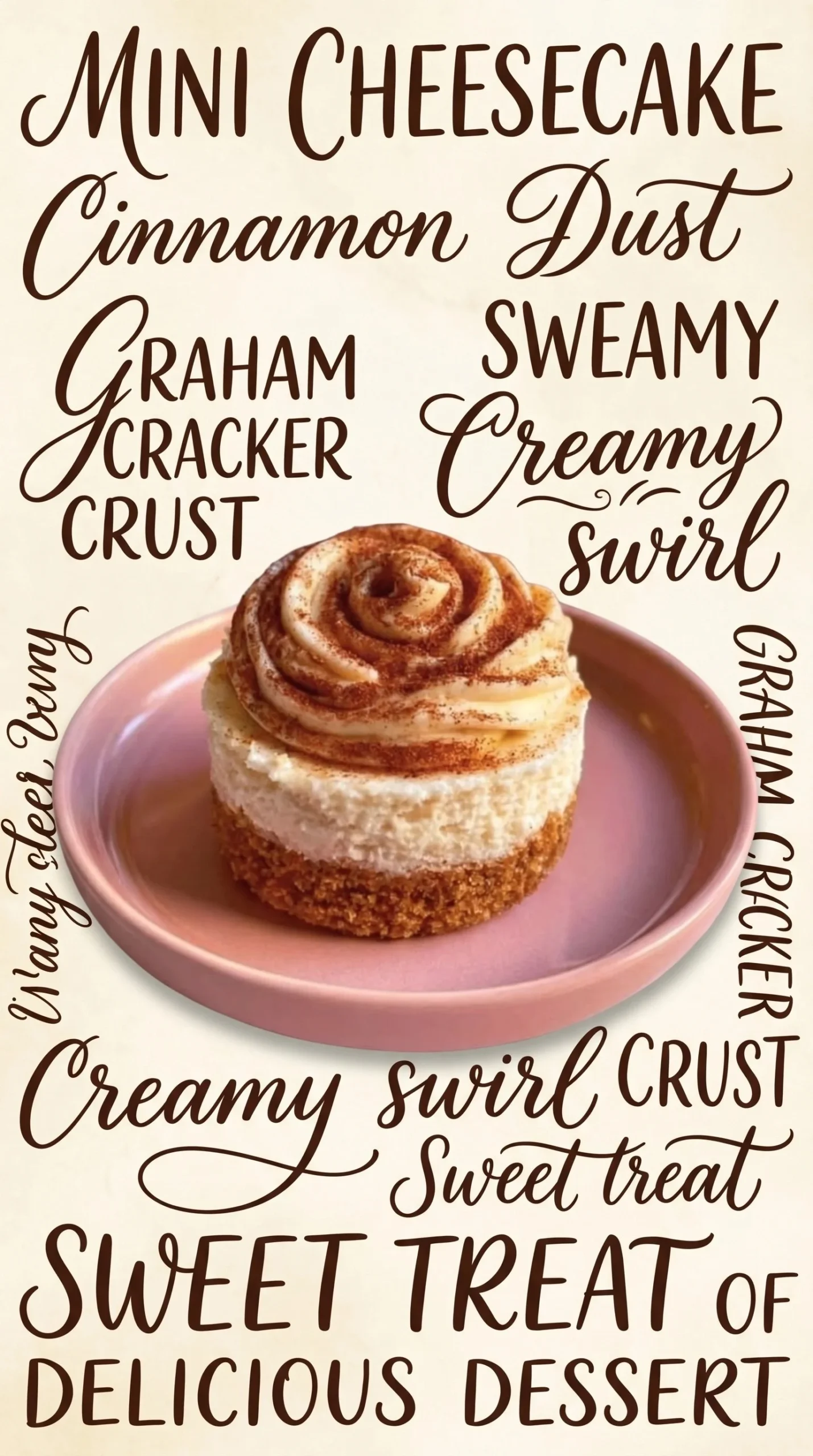 Delicious cinnamon roll mini cheesecakes topped with cream and cinnamon