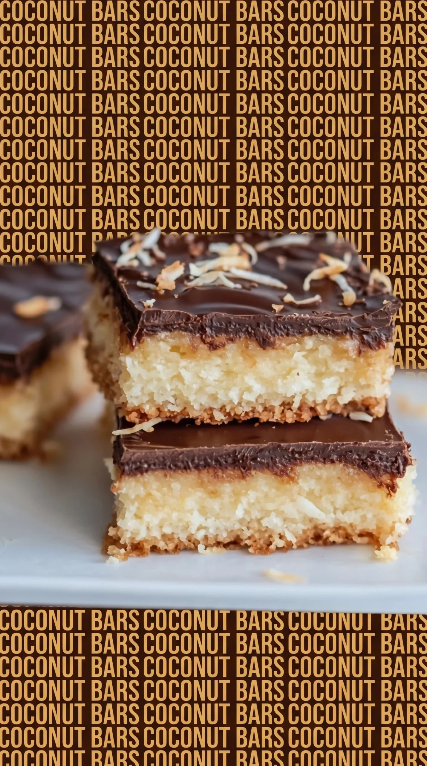 Delicious Coconut Cookie Bars resembling Twix bars with coconut and chocolate layers