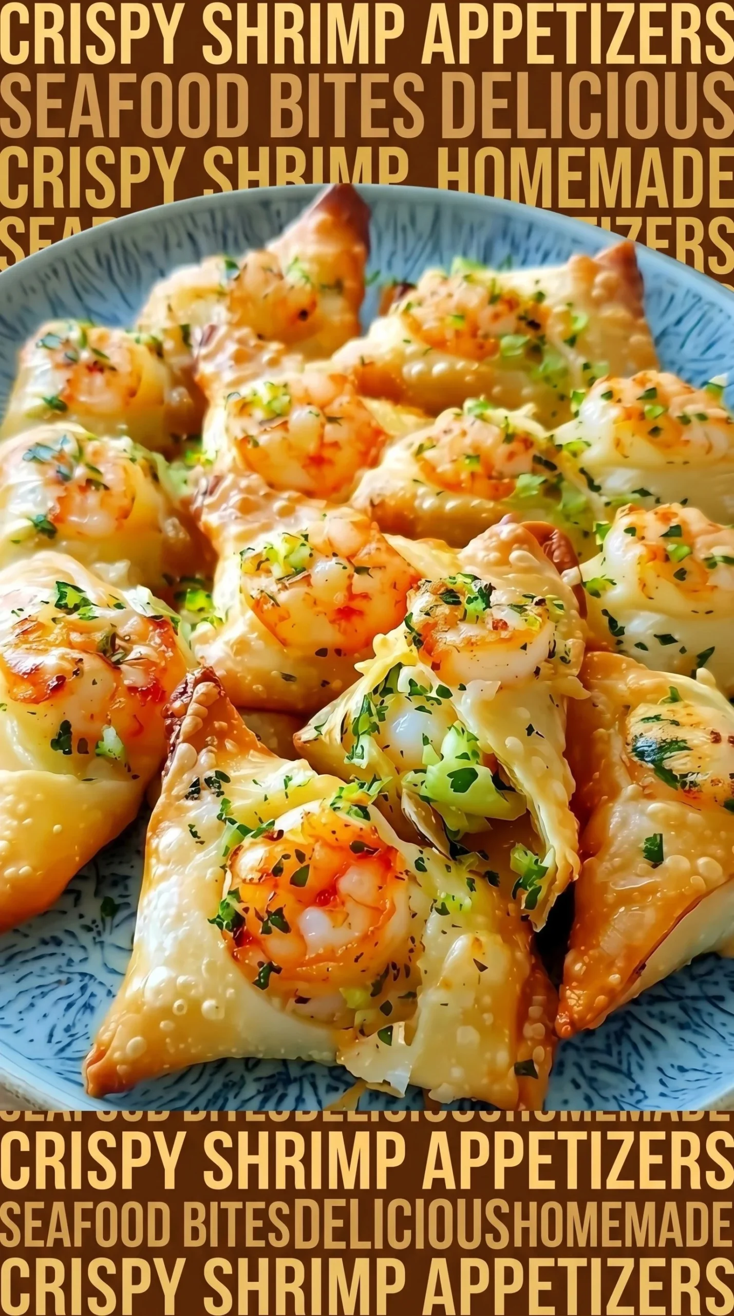 Crispy shrimp rangoon cups served on a plate, garnished with dipping sauce.