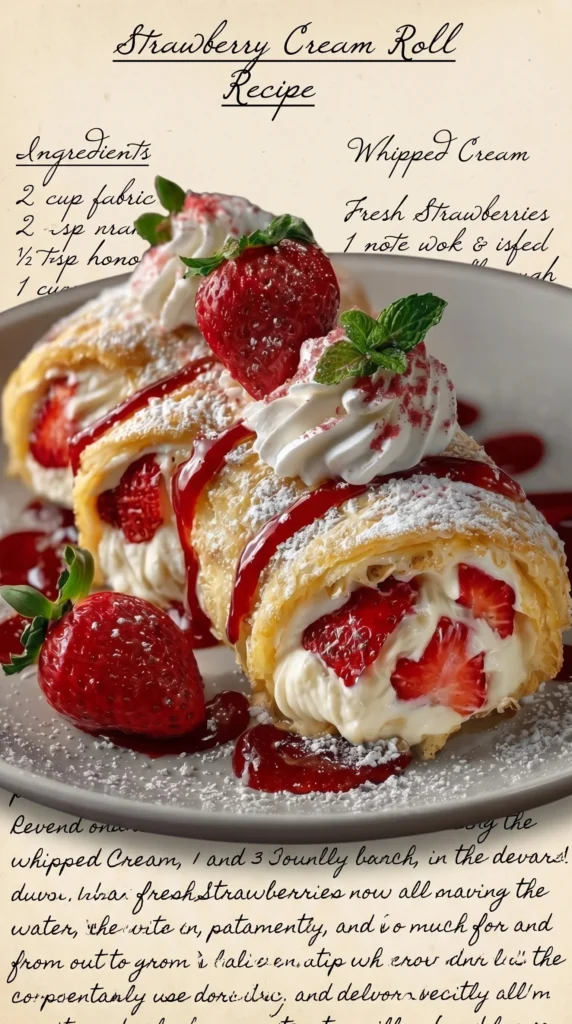 Diamond Strawberry Cheesecake Rolls with glass finish presented on a platter