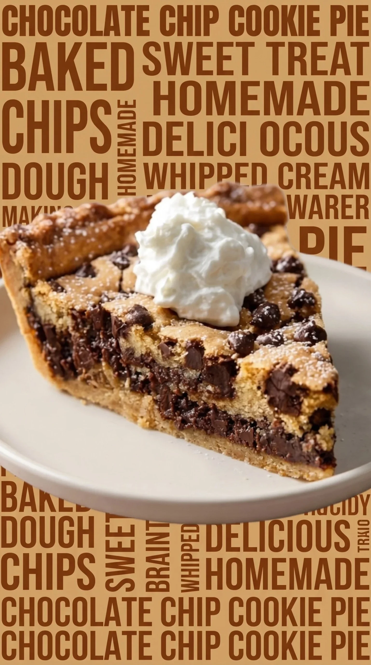 Delicious easy chocolate chip cookie pie freshly baked and served