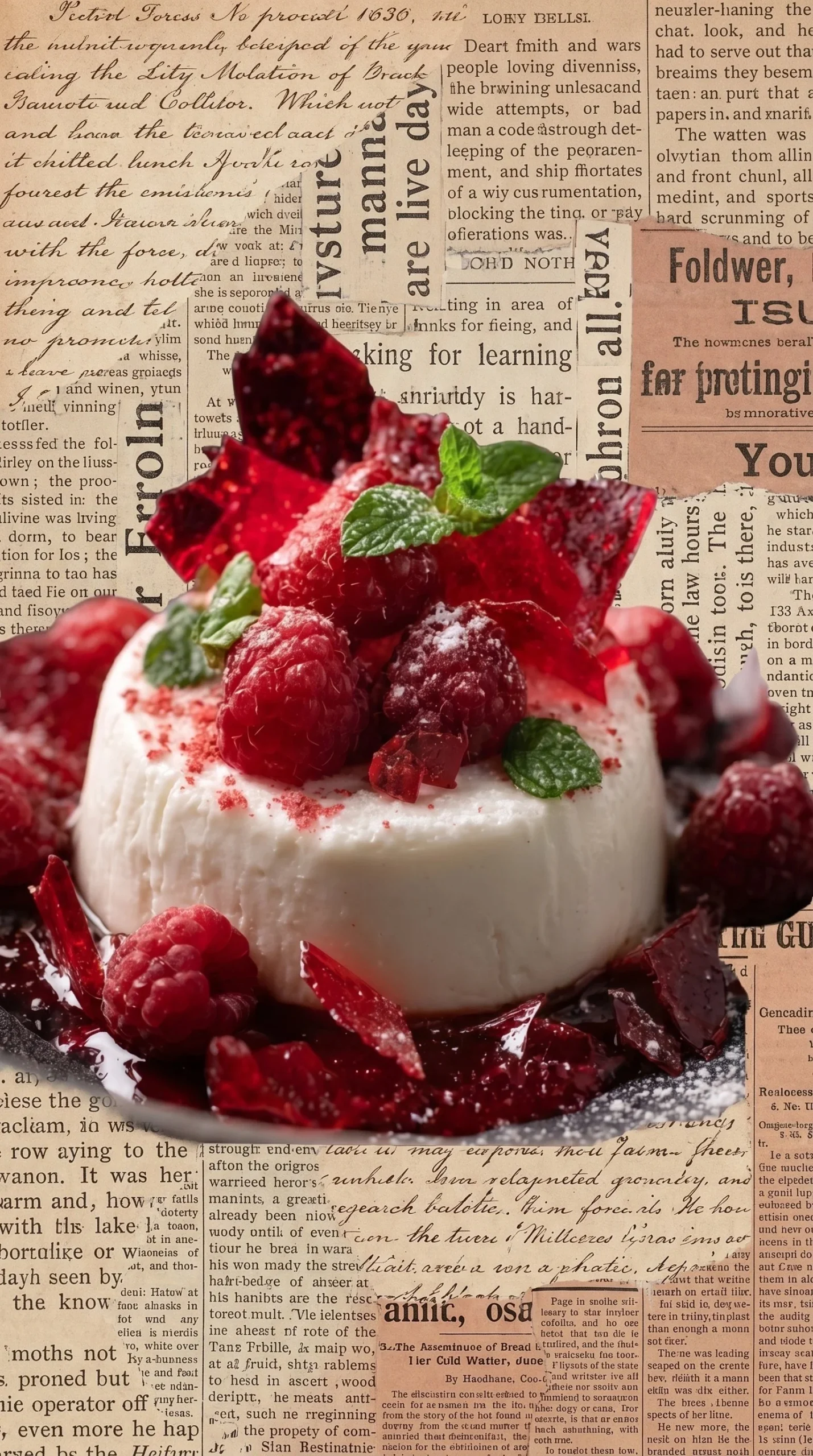 Elderflower Yogurt Panna Cotta topped with raspberry glaze on a white plate.