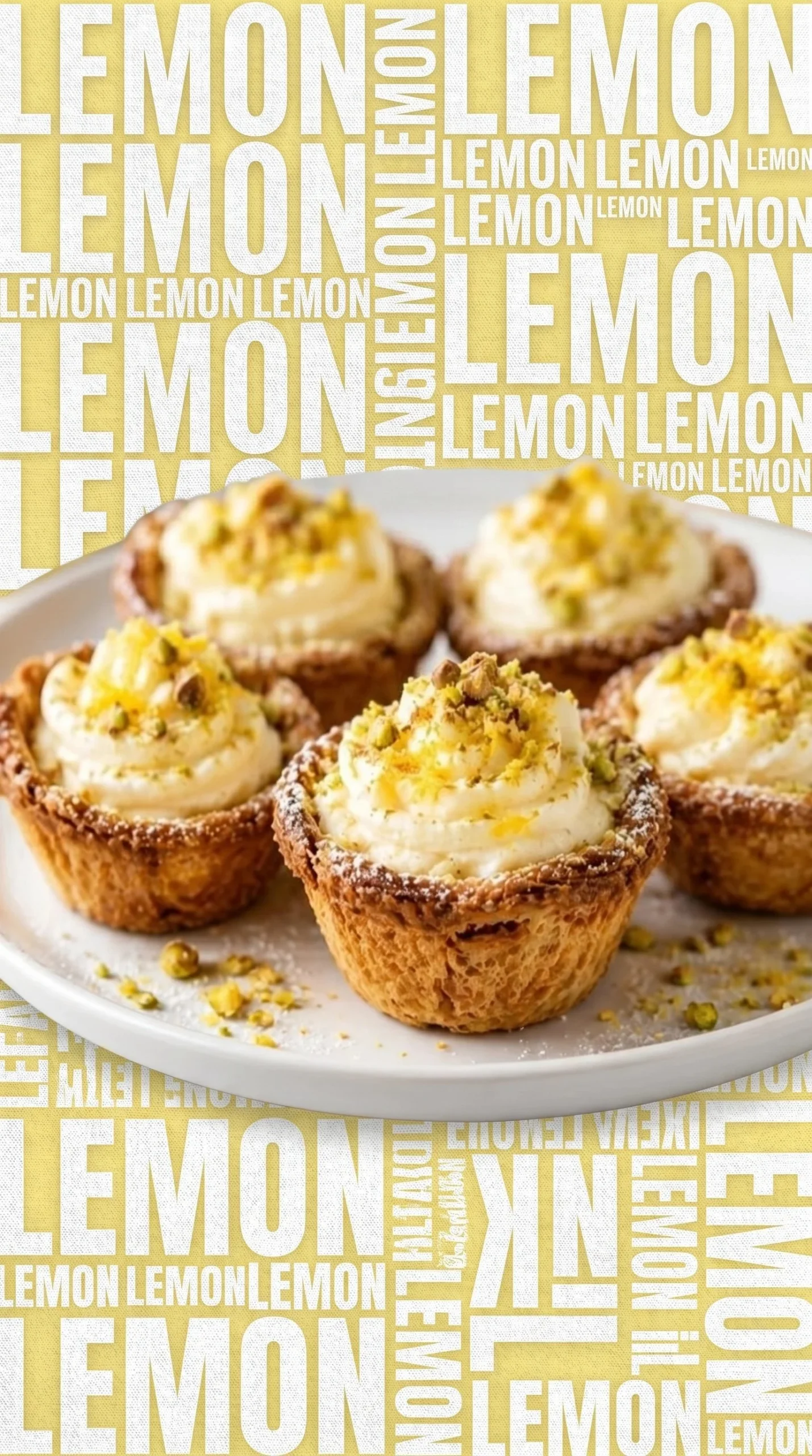 Golden lemon tiramisu cannoli cups with mascarpone cream filling