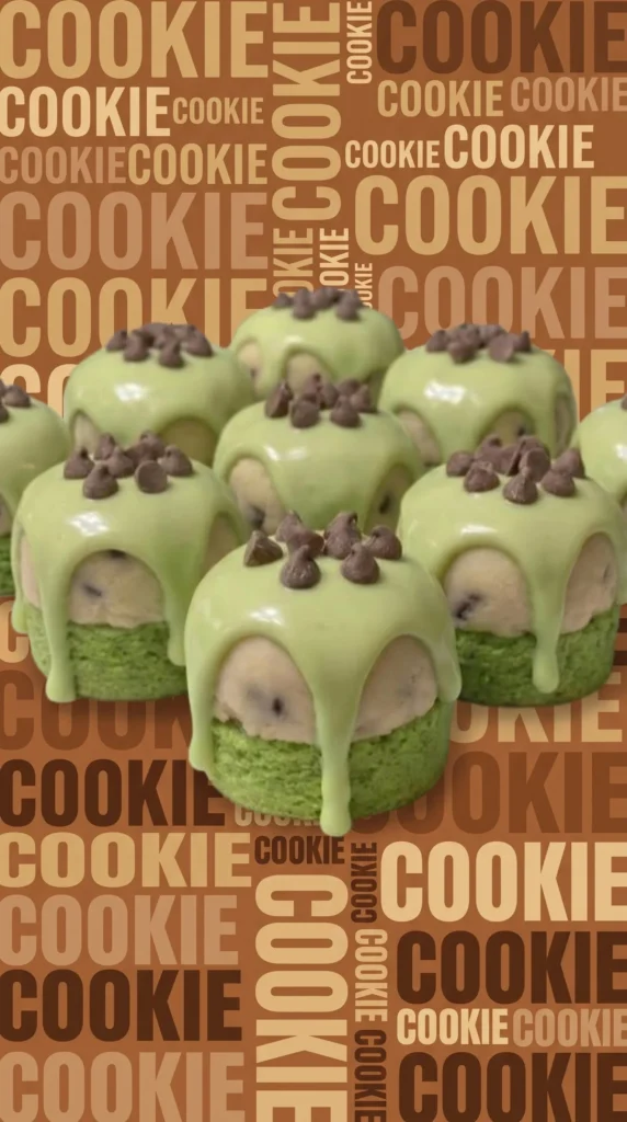 Green Chocolate-Chip Cookie Dough Brownie Bites on a plate.