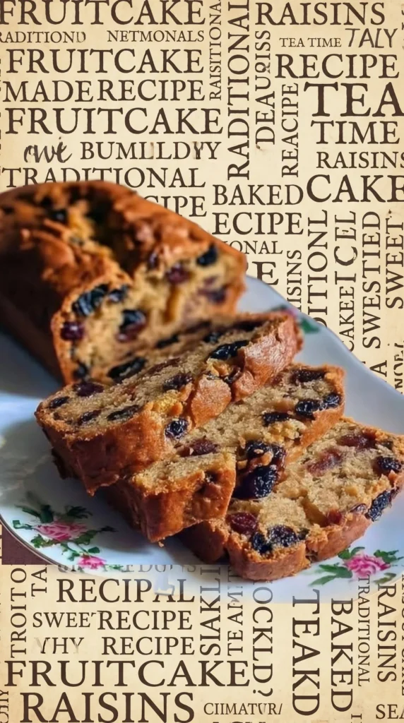 Hairy Bikers Boiled Fruit Cake ready to serve with a slice cut out