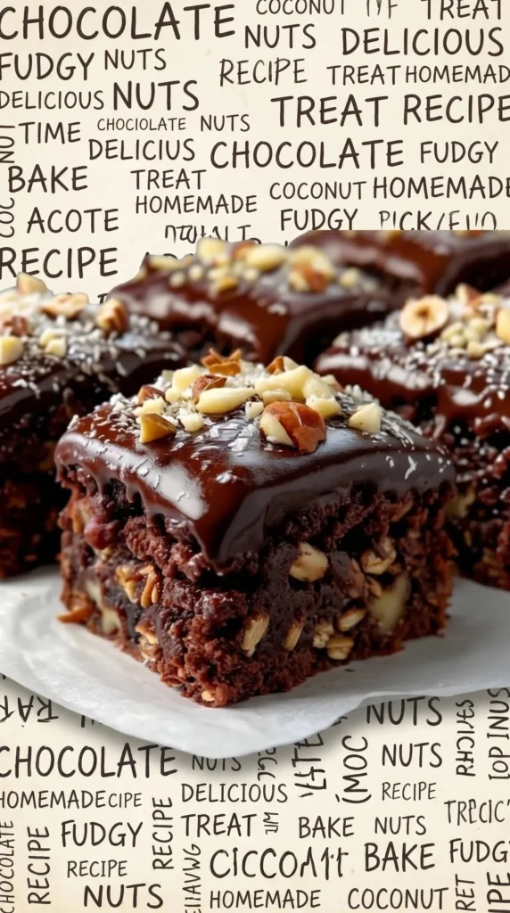 Healthy chocolate oat cake topped with fresh fruit