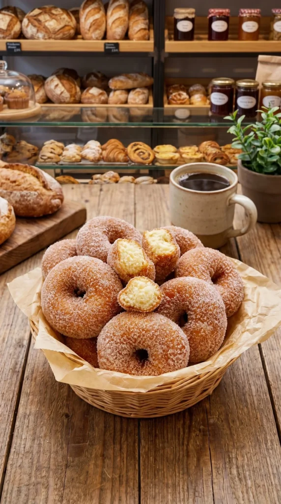 A platter of freshly made homemade donuts with various toppings and flavors.