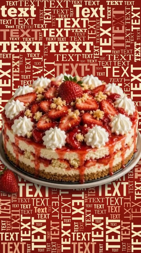 Delicious slice of homemade strawberry shortcake cheesecake topped with fresh strawberries