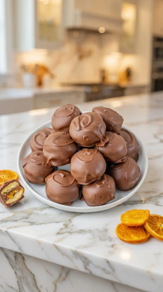 Homemade Twix bites topped with chocolate and caramel on a plate