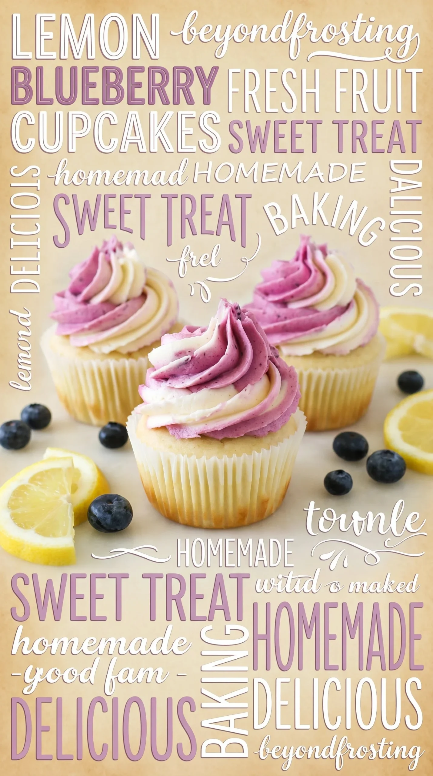 Delicious lemon blueberry cupcakes topped with frosting and fresh blueberries