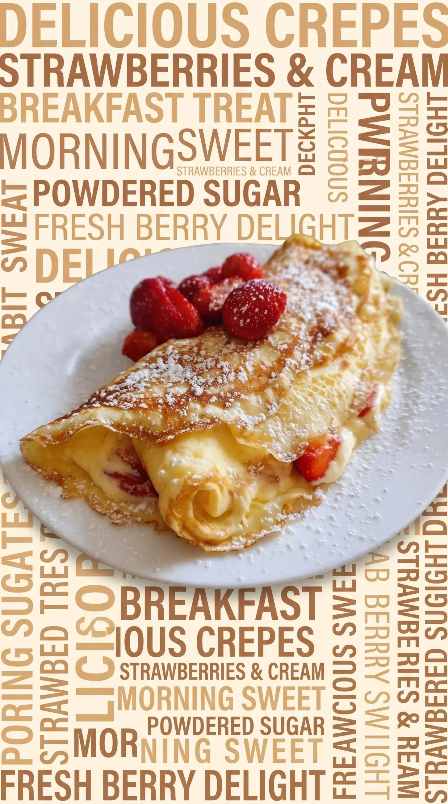 Delicious mascarpone stuffed crepes topped with berries and syrup