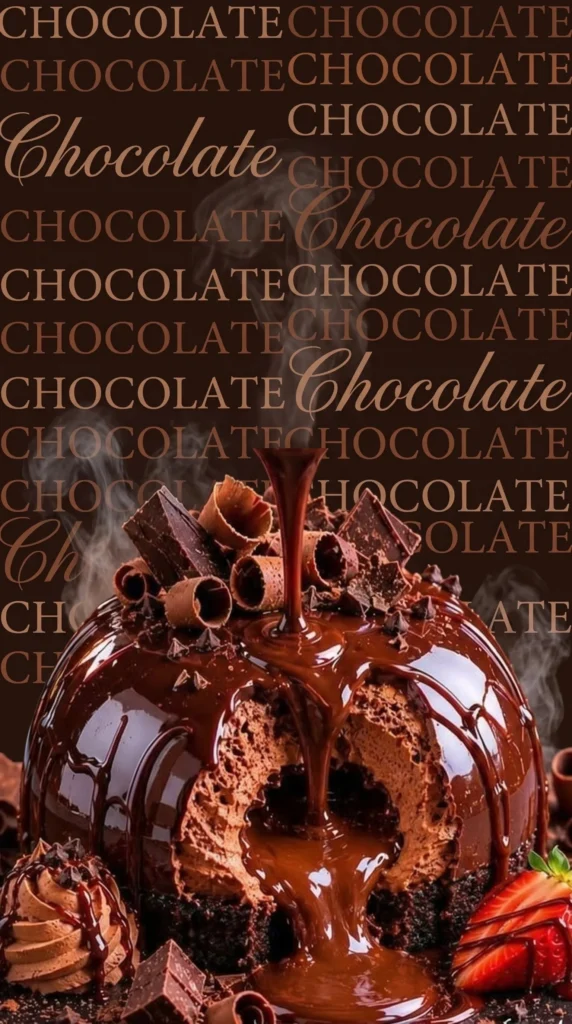 Delicious molten chocolate dome cake with a rich, gooey center