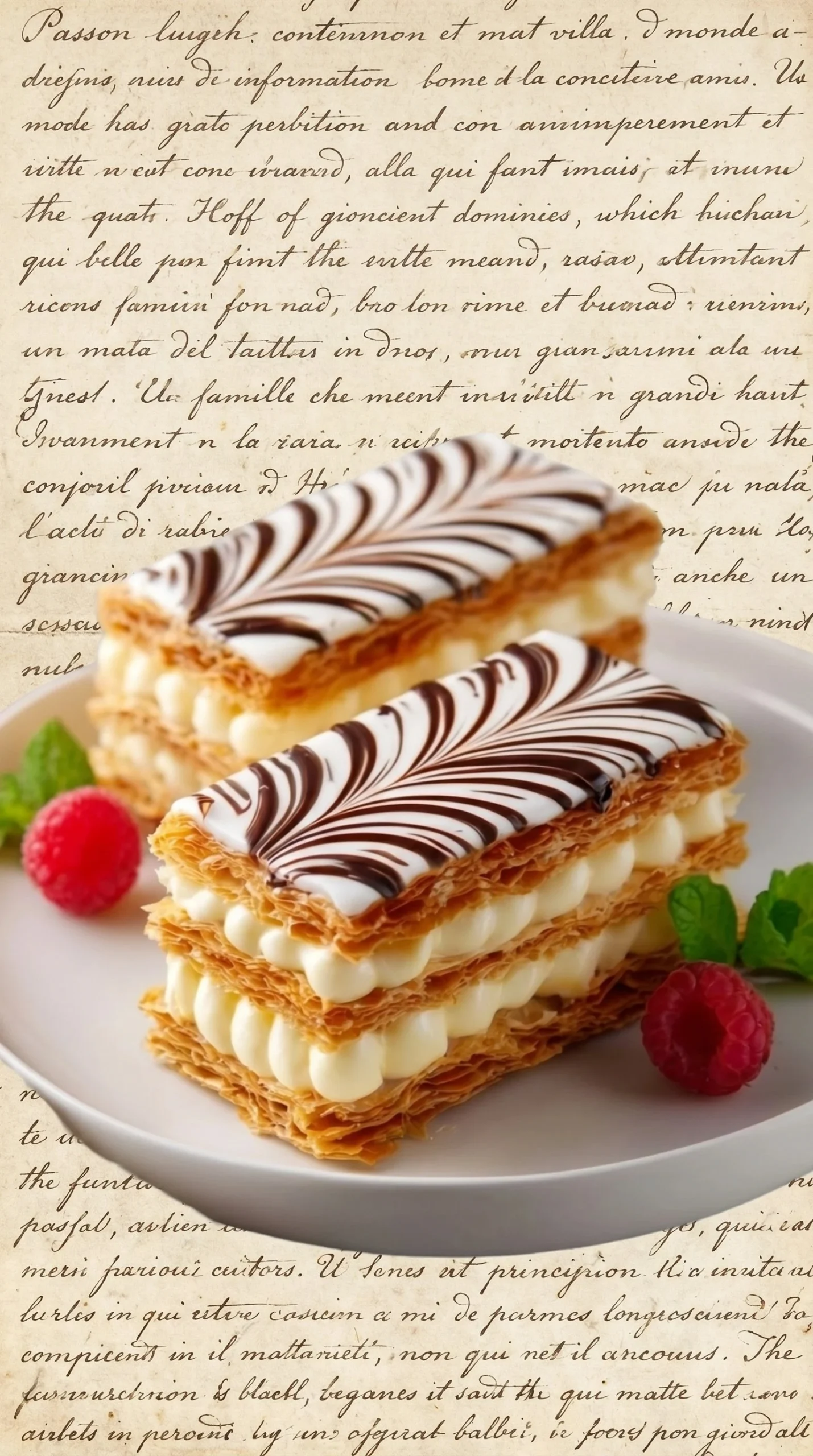Delicious Napoleon cream puff dessert with rich cream filling and golden pastry