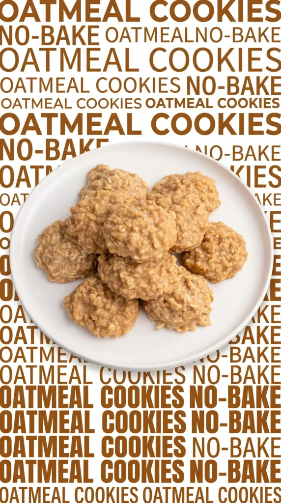 Delicious no bake peanut butter cookies stacked on a plate