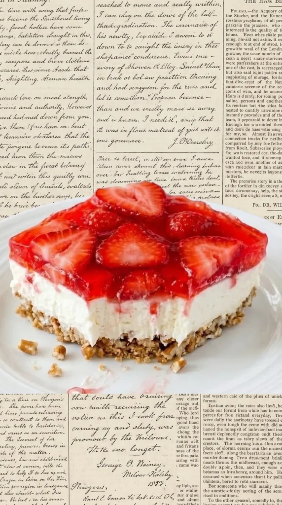 No-Bake Strawberry Cheesecake Bars topped with fresh strawberries