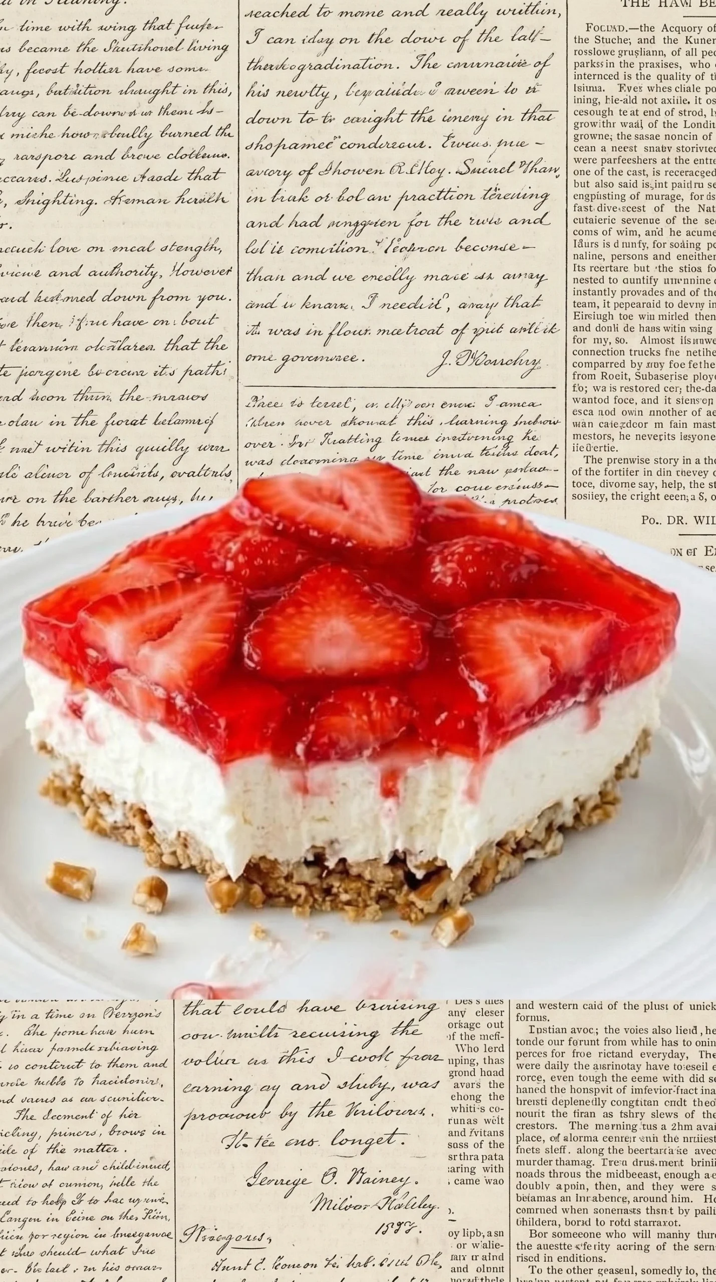 No-Bake Strawberry Cheesecake Bars topped with fresh strawberries