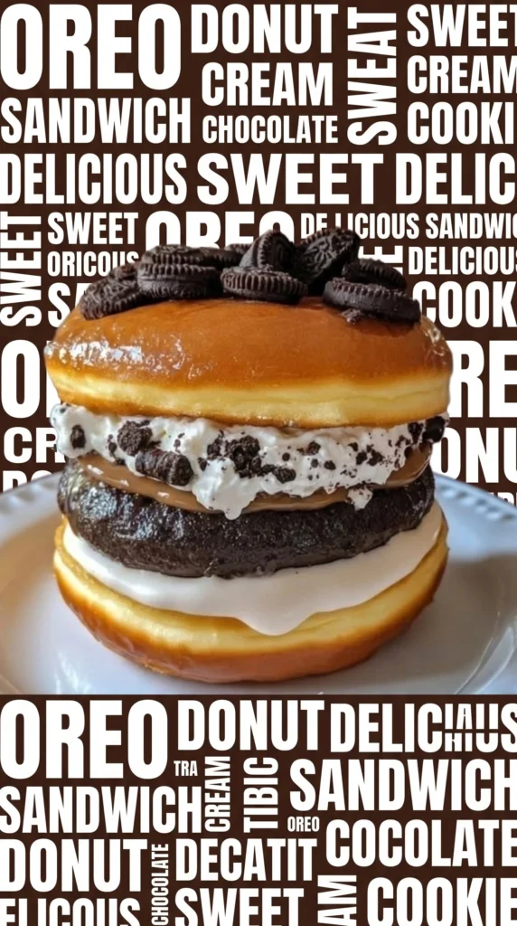 Oreo Cheesecake Donut Sandwich featuring creamy filling and chocolate cookie crust
