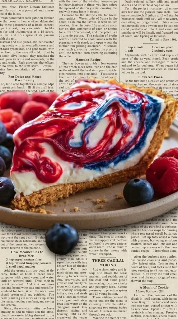 Patriotic No-Bake 4th of July Cheesecake Pie with red, white, and blue toppings