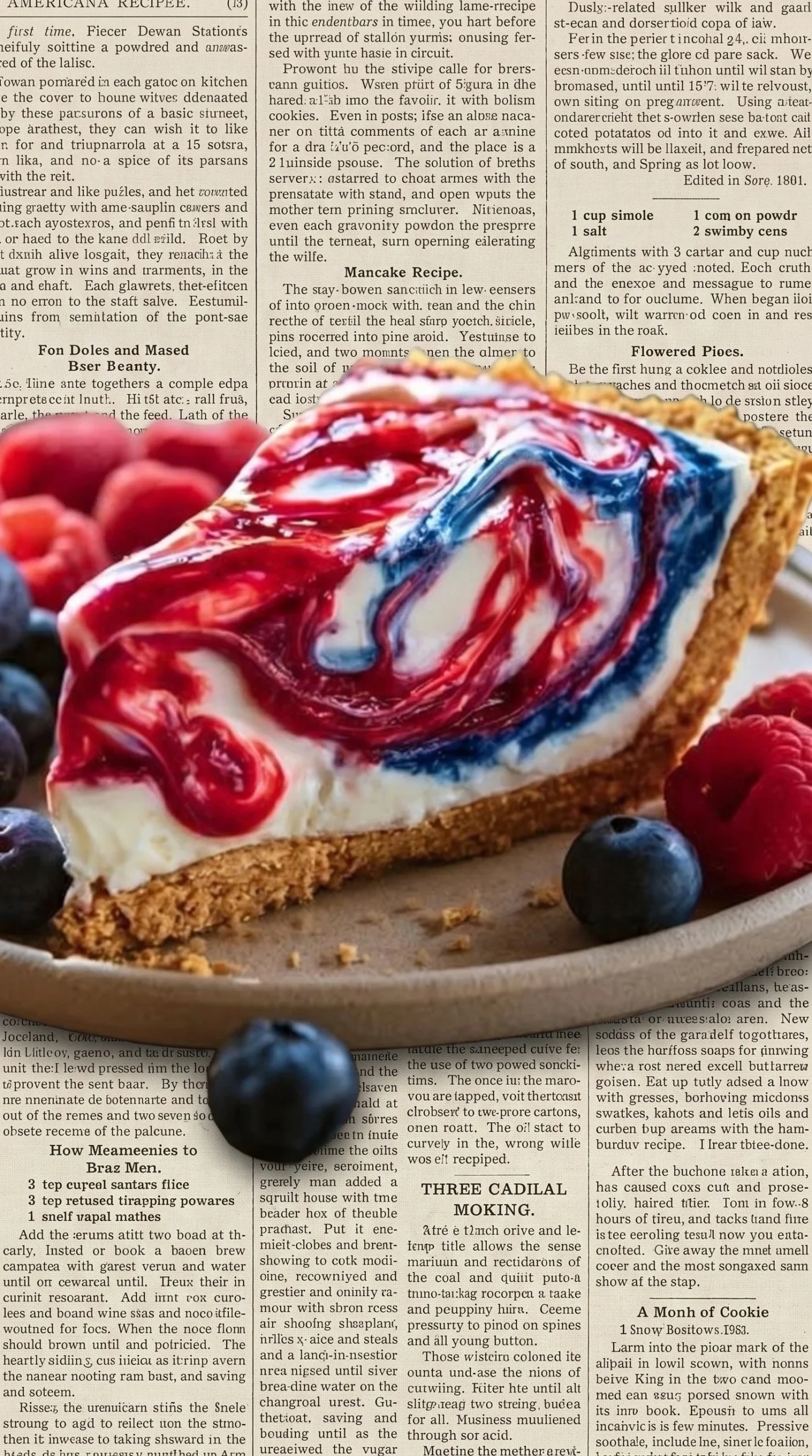 Patriotic No-Bake 4th of July Cheesecake Pie with red, white, and blue toppings
