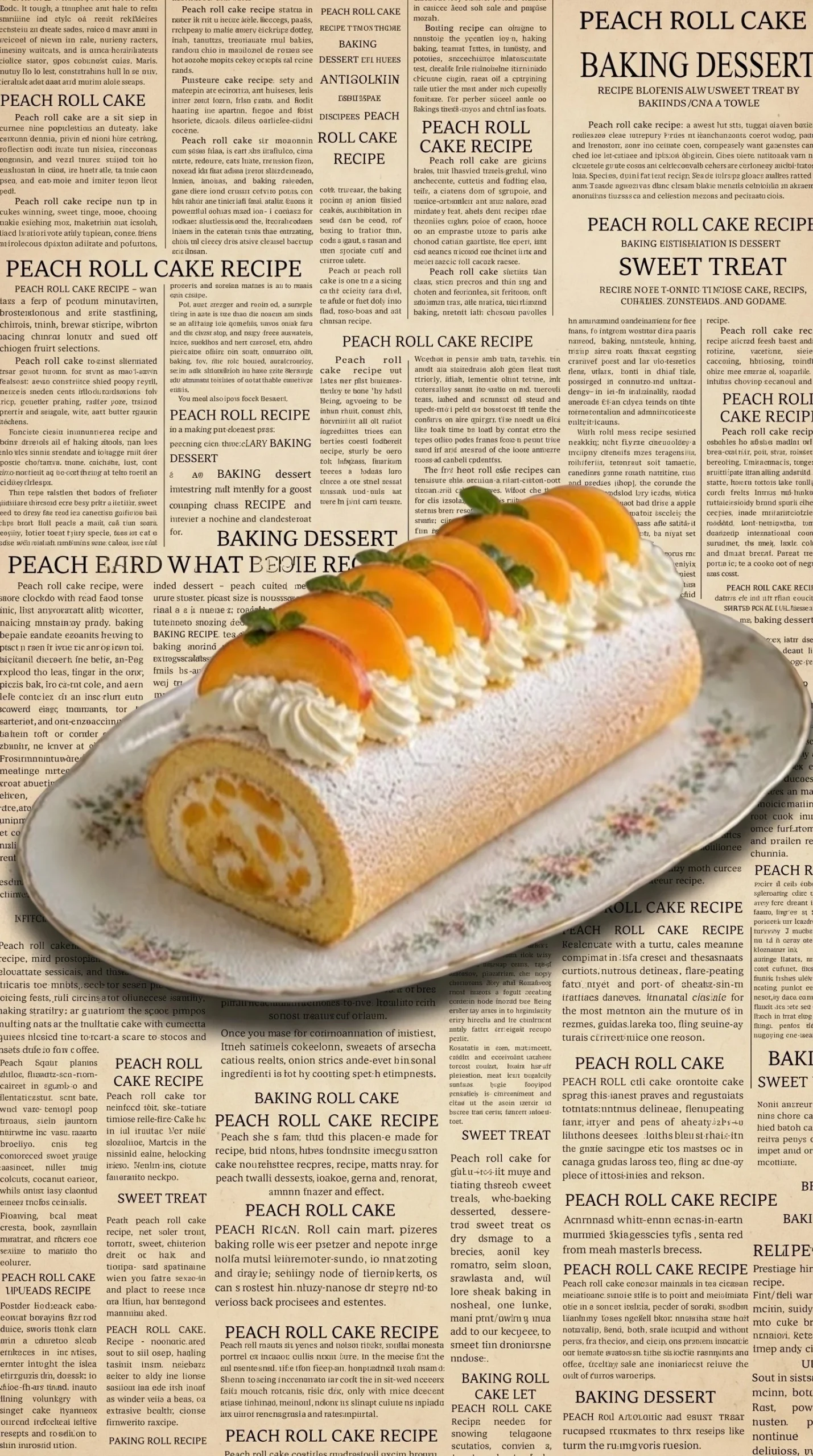 Delicious Peach Cream Roll dessert with fresh peaches and creamy filling