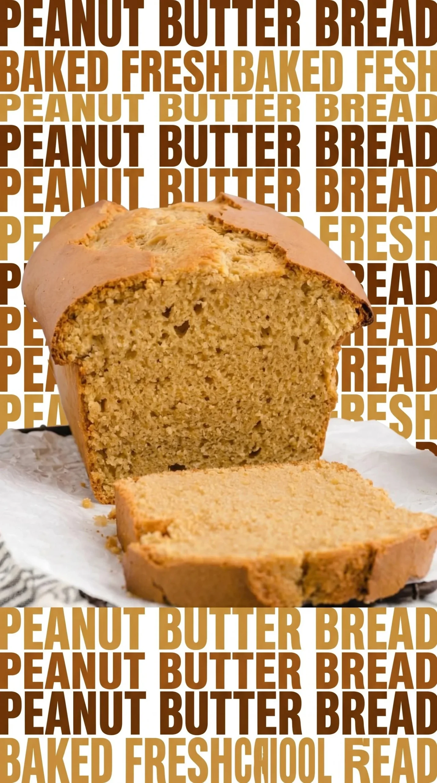 Freshly baked peanut butter bread on a wooden cutting board