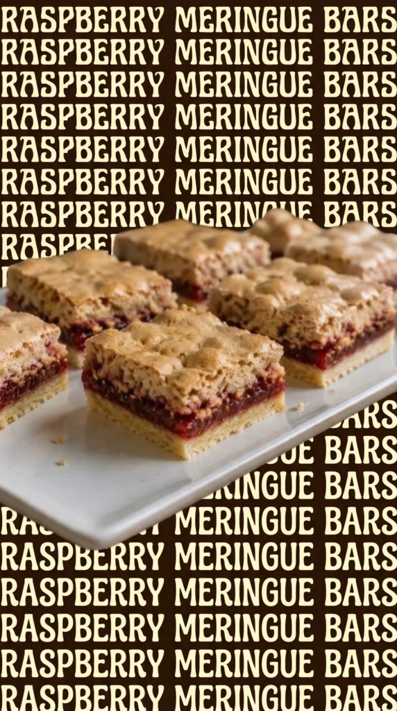 Raspberry Walnut Meringue Bars with fresh raspberries and walnuts on a white plate
