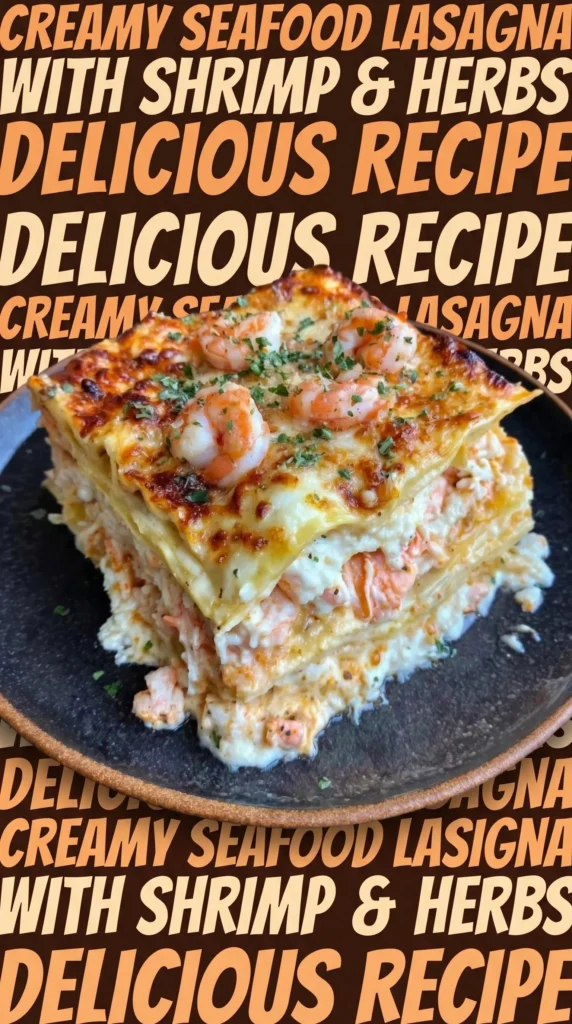 Delicious seafood lasagna with layers of seafood, cheese, and creamy sauce