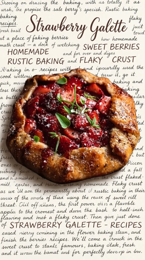Delicious strawberry galette topped with black pepper and mascarpone snow