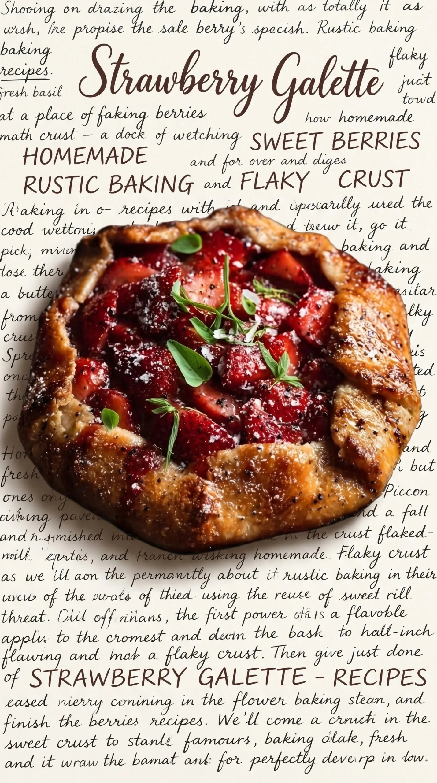 Delicious strawberry galette topped with black pepper and mascarpone snow