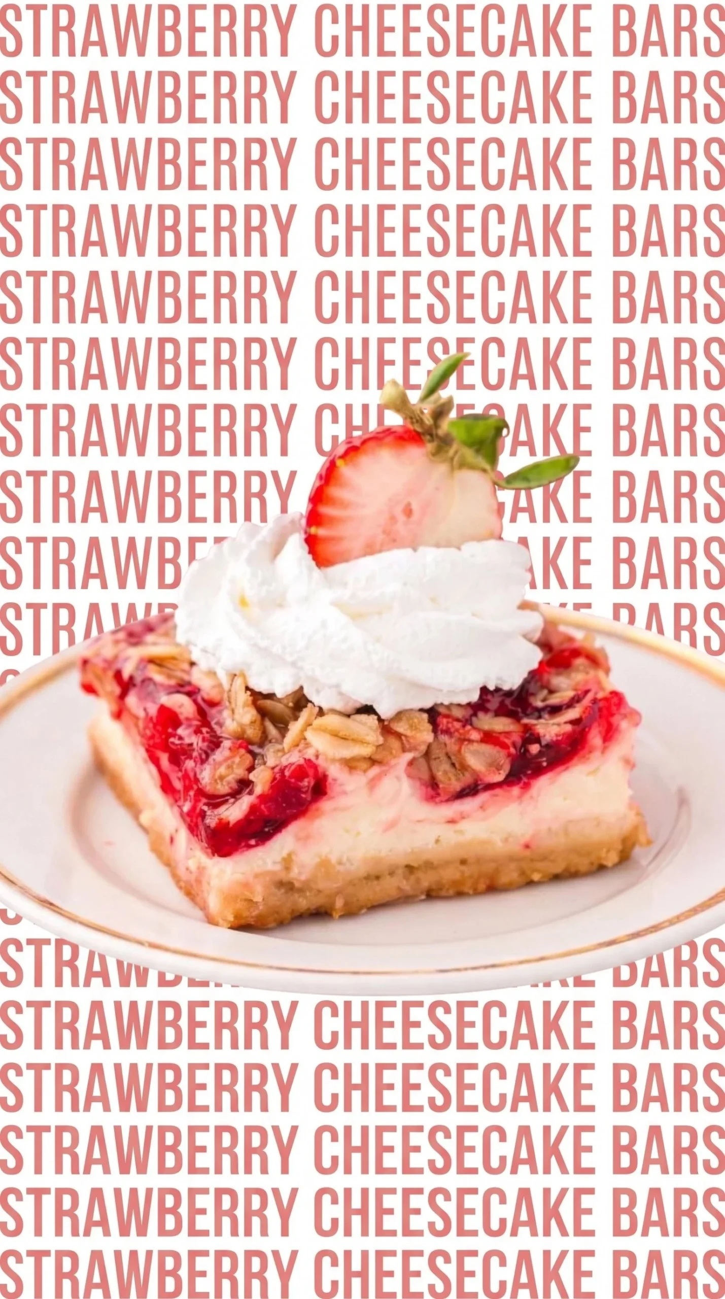 Delicious strawberry cheesecake bars with a fruity topping and graham cracker crust.