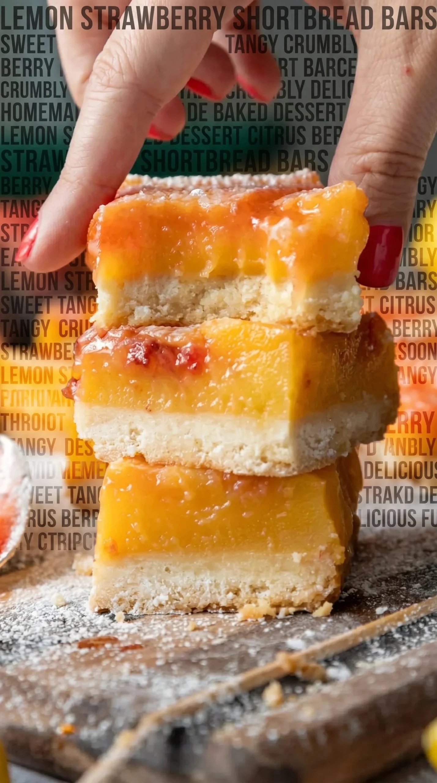 Delicious strawberry lemon bars with fresh strawberries and lemon zest.