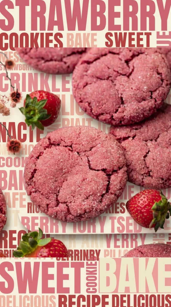 Delicious strawberry sugar cookies on a plate, decorated with fresh strawberries