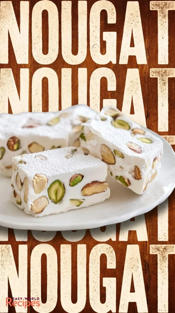 Delicious traditional Italian nougat with nuts and honey, a perfect holiday treat
