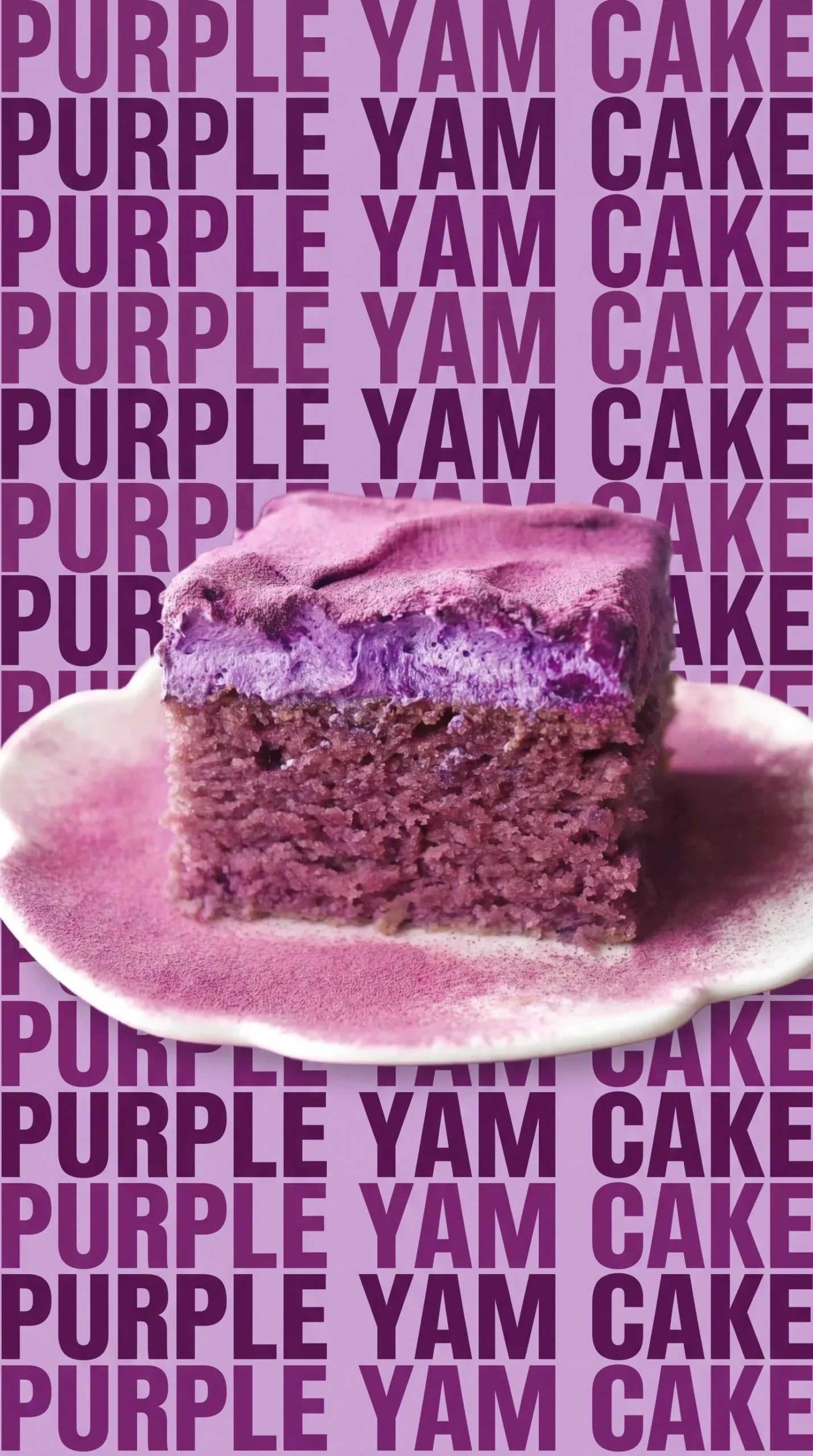 Delicious vegan ube sheet cake topped with purple frosting and decorated with sprinkles.